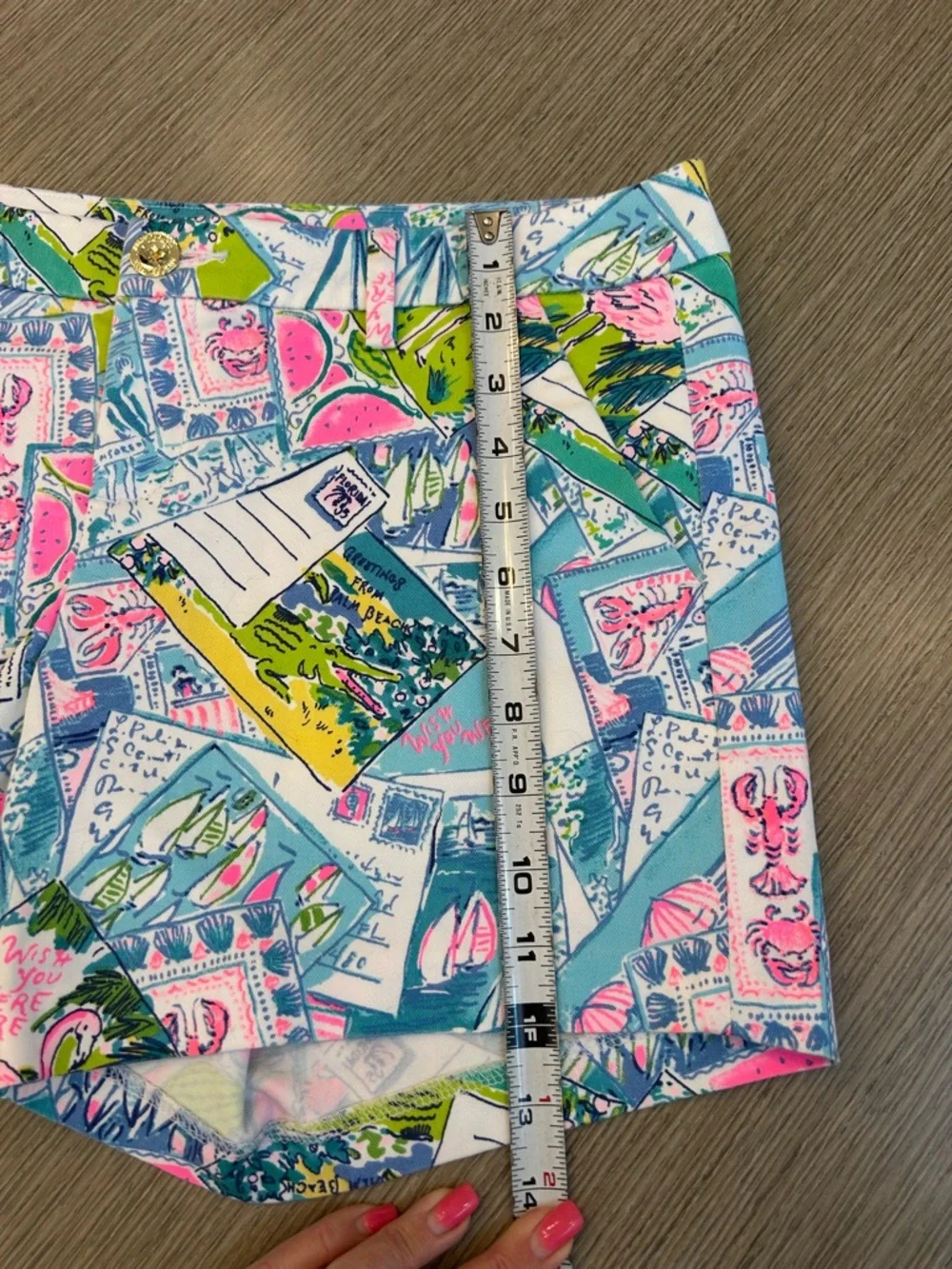Lilly Pulitzer Postcard-Print Bermuda Shorts in Aqua, Pink & Green - Picture 3 of 4
